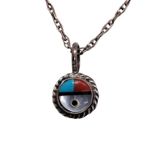 Zuni sun face necklace sterling chain - Picture 1 of 4